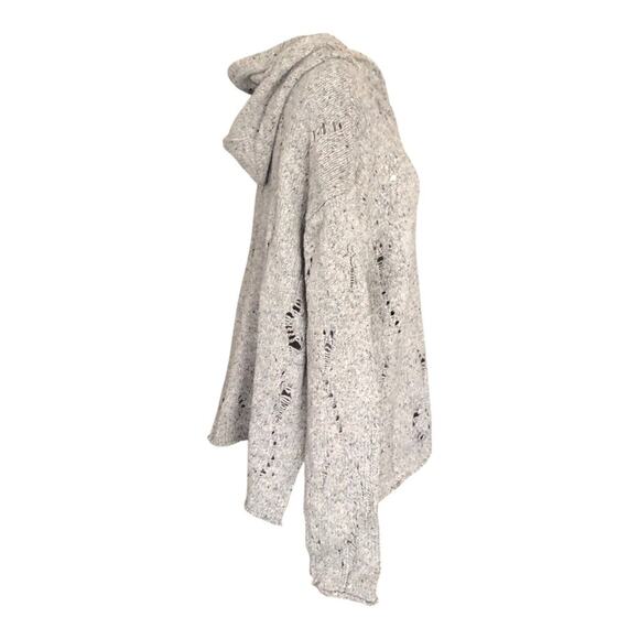 Lovestitch NWT Sweater Gray Open Knit Hooded Long Sleeve Loose Womens M/L - Picture 6 of 12